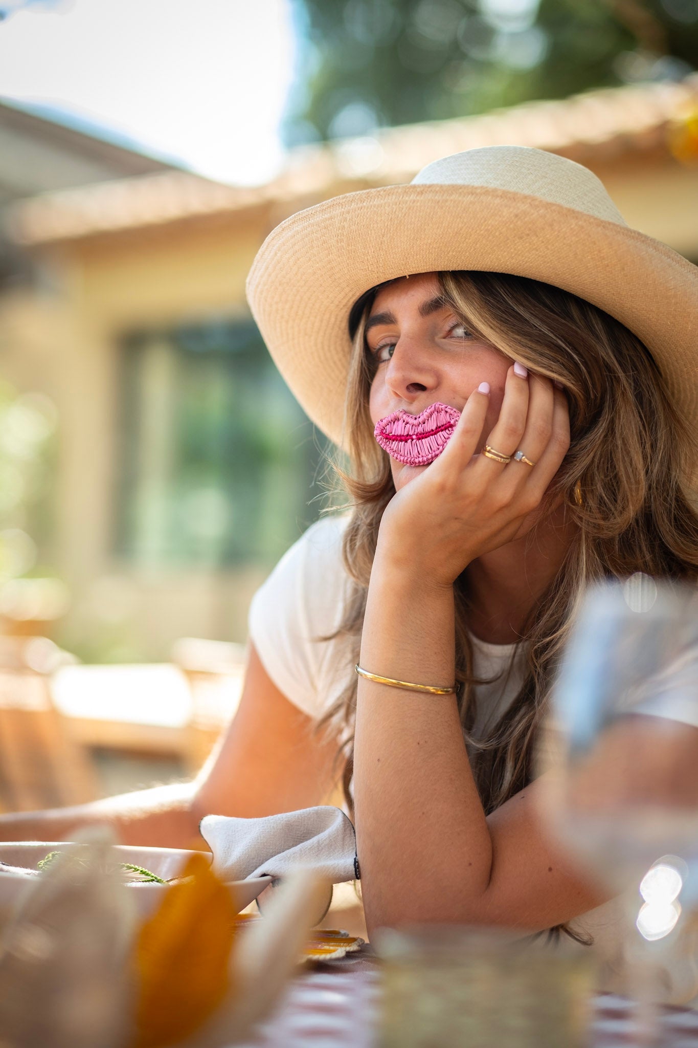 Lips Napkin Ring pink
