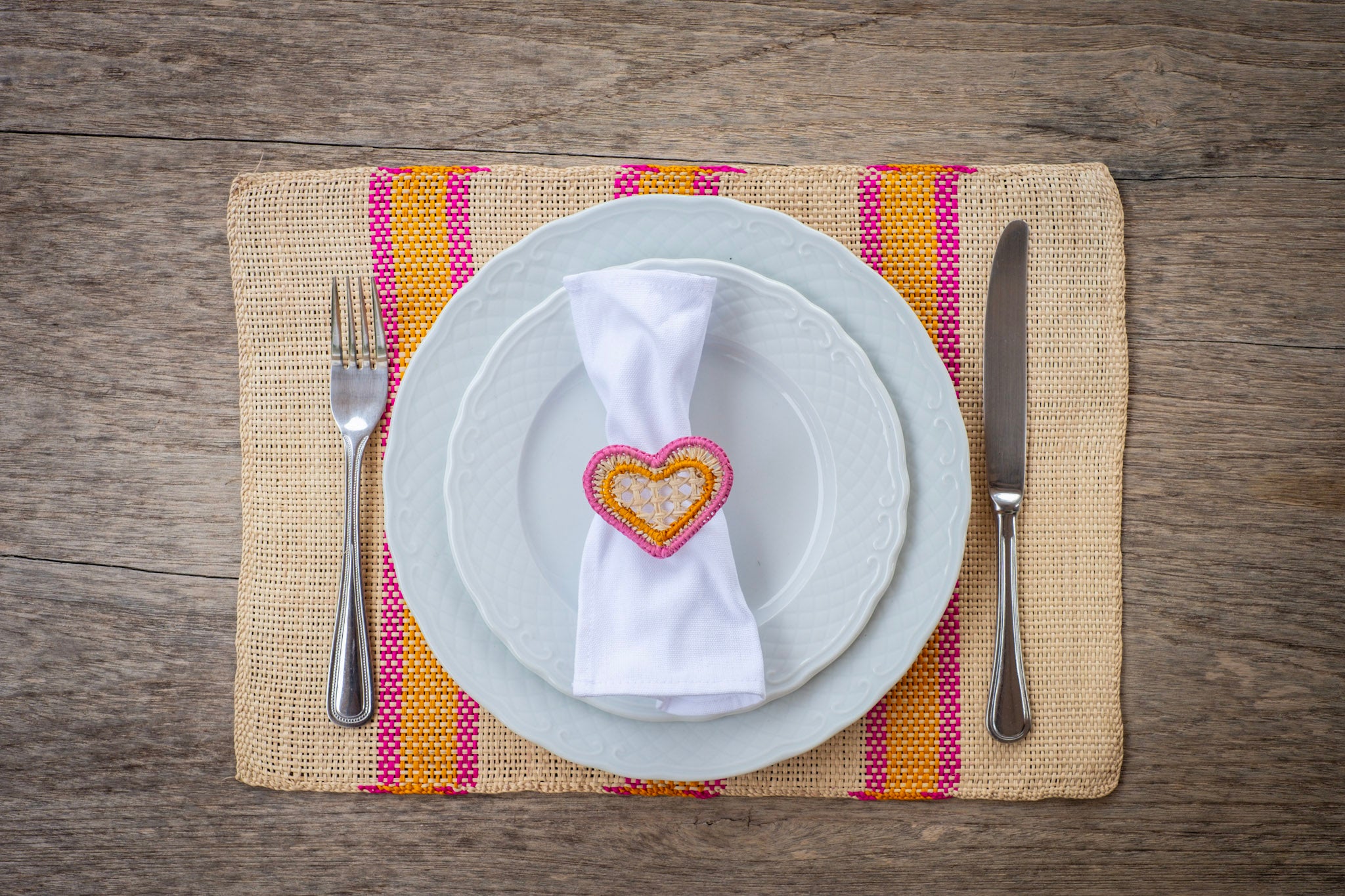 Heart Napkin Ring yellow/pink
