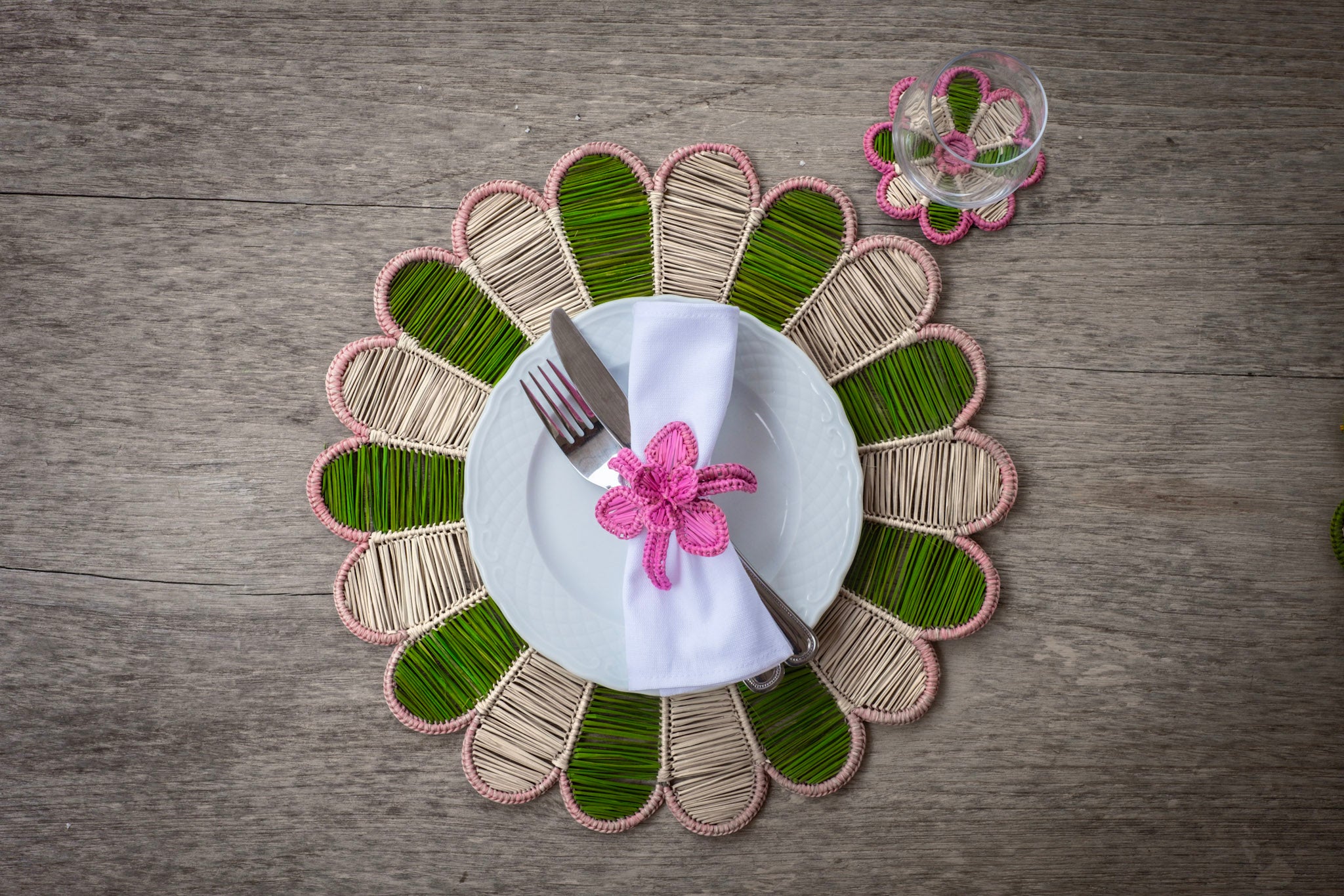 Daisy Multicolour Placemat green/pink