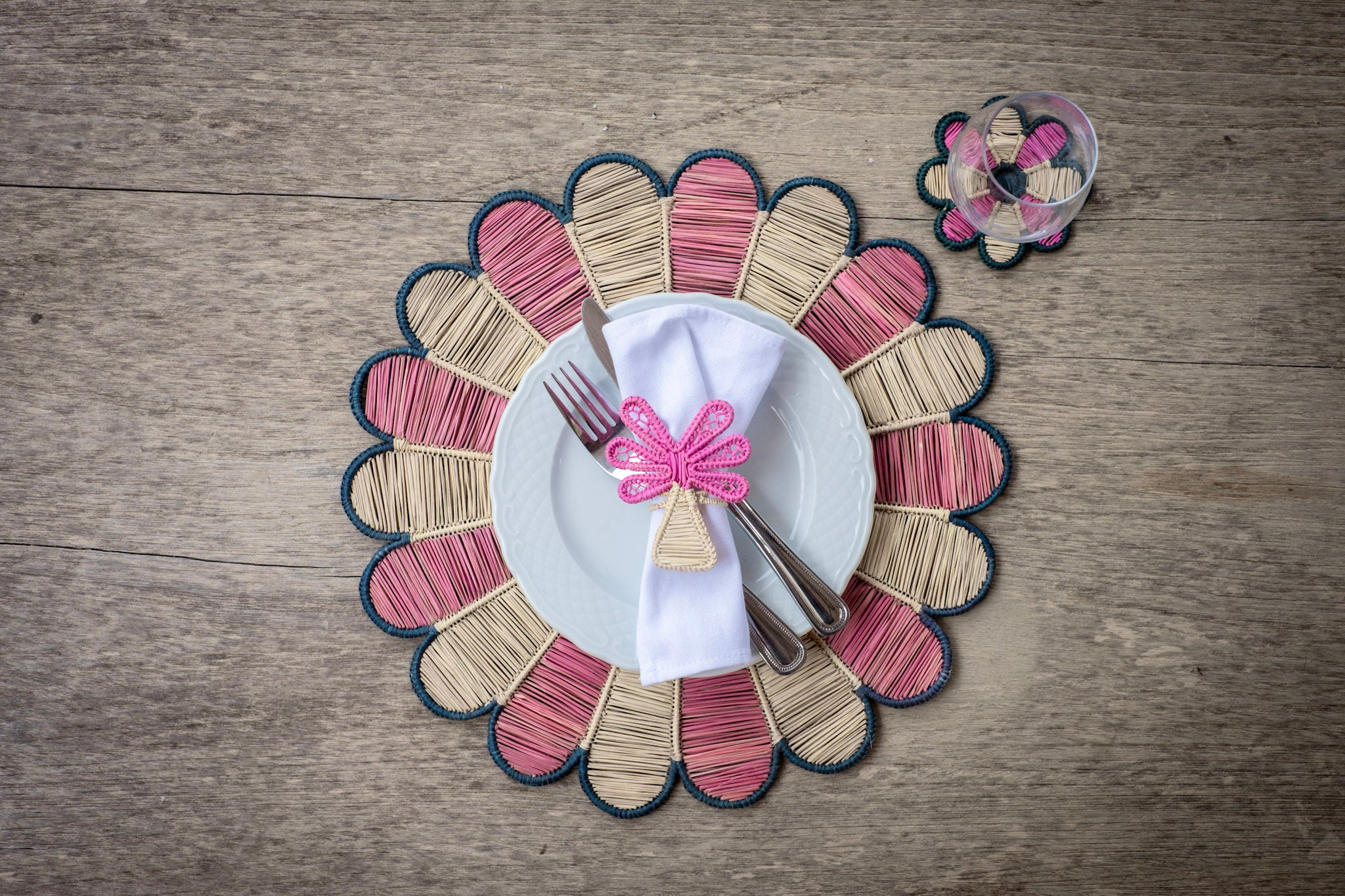 Palm Napkin Ring pink