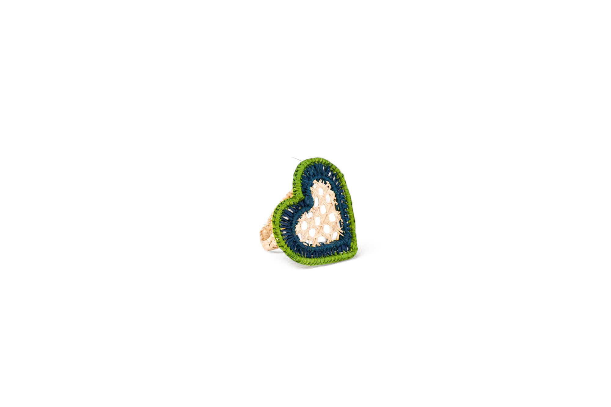 Heart Napkin Ring green/blue