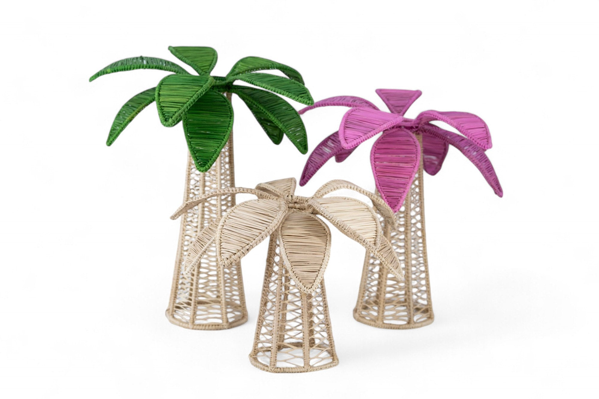 Palm Decoration candle holder set of 3